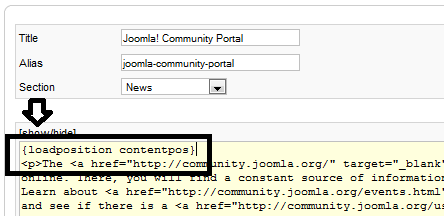 module position in content